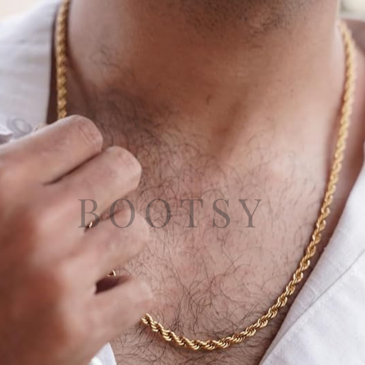Bootsy 18K Gold Plated Rope Chain for Men | 21.5 Inch Stainless Steel Criss Cross Chain | Waterproof & Anti-Tarnish Men's Fashion Jewellery | Trendy Accessories | Gift for Husband & Boys