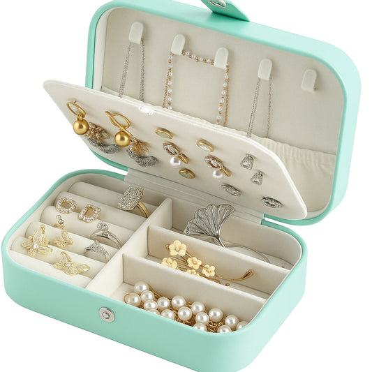 Bootsy Portable Double-Layer Jewellery Organiser Box – Light Blue Travel Storage Case