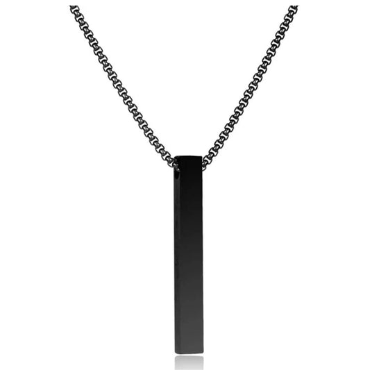 Bootsy Black Bar Pendant Chain Necklace for Men | Durable Stainless Steel | Men's Black Jewellery Accessories | Gift for Husband, Boys, Birthdays
