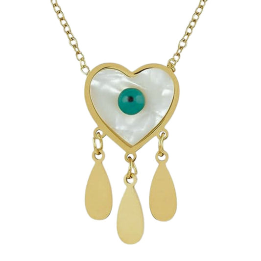 Bootsy Evil Eye Heart Necklace for Women | 18K Gold Plated Jewelry | Protective Charm Pendant | Trendy Gift for Her | Spiritual & Fashion Necklace