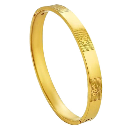 Bootsy Om Carving Premium Bracelet for Men | Adjustable Spiritual Wristband | Black & Gold Design | Fashion Jewellery for Men | Gift for Husband, Boyfriend & Him